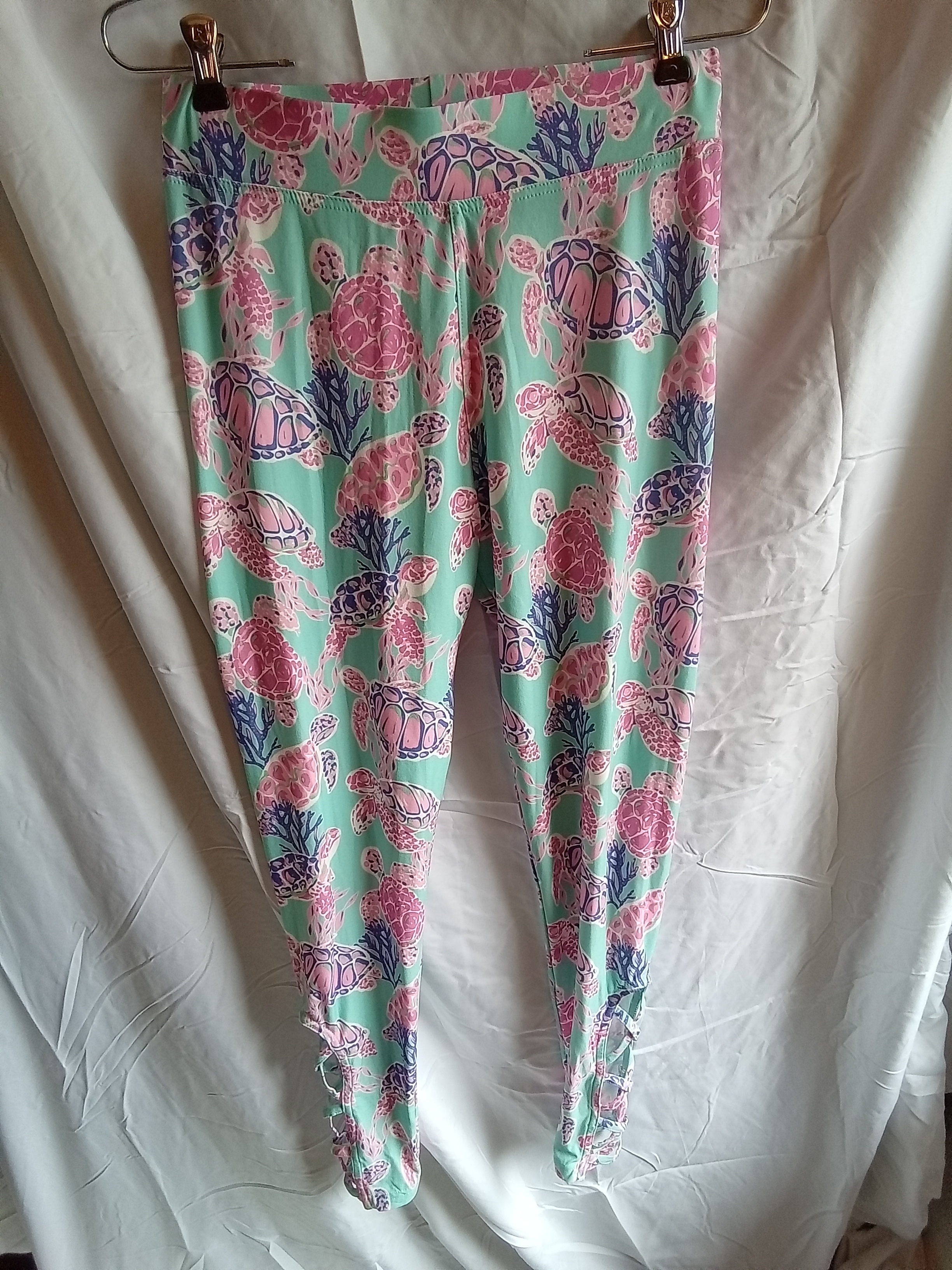 Nwt Simply Southern Mint Leggings With Pink & Navy Sea Turtle Print Xs/Sm